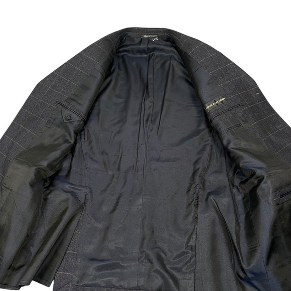 Bergdorf Goodman Cantarelli Suit Men Navy Blue Windowpane Cashmere 42R 38X30 - Picture 6 of 12